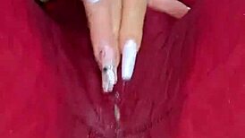 Colombian amateur rubs pussy through wet leggings