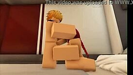 Denji and Makima engage in deepthroat sex on Roblox.