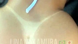 lina nakamura sucks and rides john coffee's big black cock in parking lot until cum dry