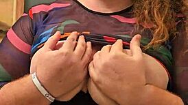 Horny Bbw Secretary Flashes Big Tits And Panties