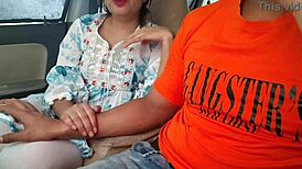 Cuki desi indiai Saara Bhabhi élvezi a hatalmas farkat az autóban kint