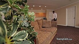 shemale riding hard black cock in stockings