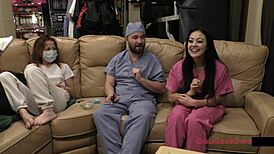 bratty asian cheerleader blaire celeste gets physical with shaved pussy and gloves