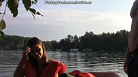 Three men pick up girl for boat threesome?