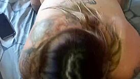 Morning blowjob turns nasty with deepthroat, cum, and interracial action.