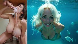 Beautiful pregnant woman dancing and getting oiled massage compilation