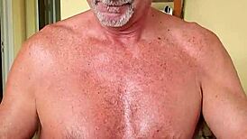 Pervy guy's nipples are wired to his cock for arousal