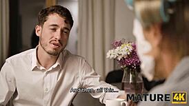 mature4k blonde cougar offers coffee and cunt