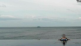 Relaxing in the Infinity Pool with Asian Princess