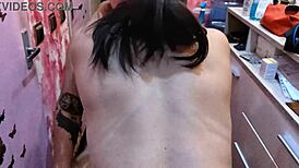 Barber Babe Showcases Her Perfect Natural Tits