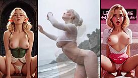 Beautiful pregnant woman dancing and getting oiled massage compilation