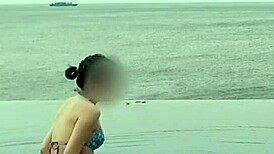 Relaxing in the Infinity Pool with Asian Princess