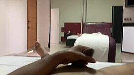 I came inside the brunette's big pussy and went soft