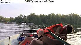 Three men pick up girl for boat threesome?