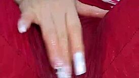 Colombian amateur rubs pussy through wet leggings