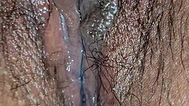 Wifey playing with vibrator while husband watches