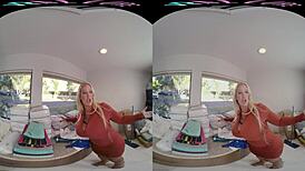 Vrallure Teases Lazy Stepson With Hairless Tits And Masturbation!