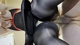 Oh man, I'm banging my fat girlfriend doggy style in the kitchen with her pantyhose on