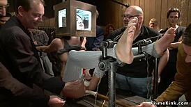 Redhead And Blonde Subs Punished Publicly