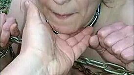 Female slave trained in forest with anal and blowjob