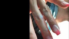 Amazing blonde masturbates with fingering to orgasm outdoors in car