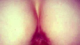 Reverse cowgirl creampie with milf amateurs riding ass.