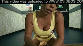 Female fighters get sweaty in the gym, teasing tits and double penetrating in hardcore lesbian action