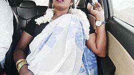 Indian bhabi in car with dirty talks and tits 😈