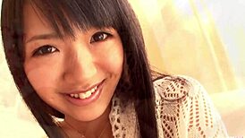 Satomi Kirihara, the Jap babe, sucks her pussy juice off his cock.