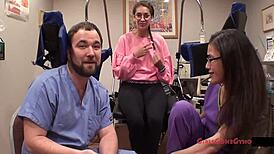 Behind the Scenes at Tampa University Entrance Physical with Kitty Catherine in Latex Gloves