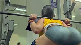 Beautiful Colombian outfit highlights big ass at gym