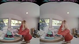 Vrallure Teases Lazy Stepson With Hairless Tits And Masturbation!