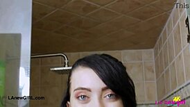 Dark-Haired Darling Enjoyed A Refreshing Shower