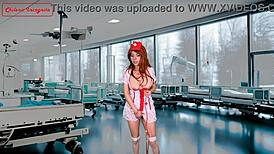 enfermera performs solo anal toy play in nurse uniform for patient joi