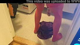 Slave pees in red lingerie compilation