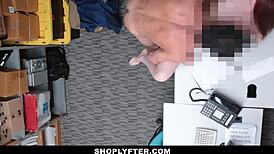 Shoplyfter has teen Cassidy Michaels strip searched and fucked by a creepy man.