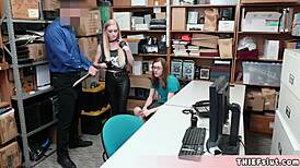 beautiful emma encounters security guard while boyfriend watches in shop