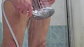 Masturbating with shower head