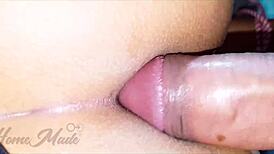 Student's First Anal Creampie With Petite Brunette