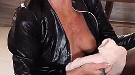 A couple in leather and latex shaves a friend's dick in two hot videos