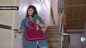 hungry for cock maid getting drilled by muscular stud