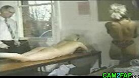 Blonde teen gets spanked in classroom punishment