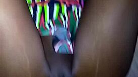 the creamy pussy of a kinky ebony slut gets filled with cum from a big black cock in a wild hookup