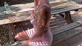 italian milf artemisia love flaunts big tits outside in tight dress while feeling horny