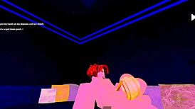 Stepmom sucks the cock of her stepson while his father works on Roblox.