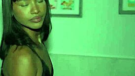 ebony slut gettin huge creampie in her pussy, rough quickie.