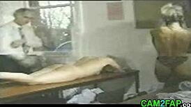 Blonde teen gets spanked in classroom punishment