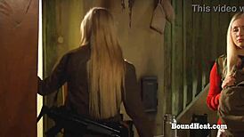 Bent over lesbian slave spanked and fingered by horny madame