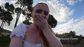 pixie wets herself and drinks from a stream on a hike