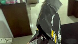 I asked for a snack and the delivery guy ate my pussy and came in my mouth